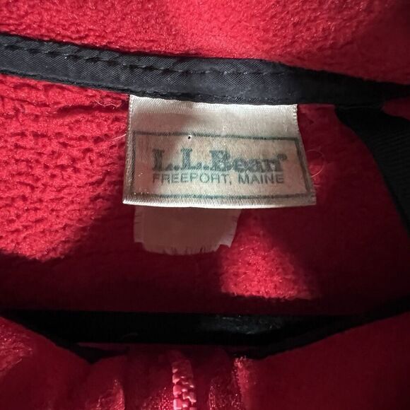 Vintge LL Bean Full Zip Fleece Jacket Red Black Men's Medium? - Picture 3 of 5